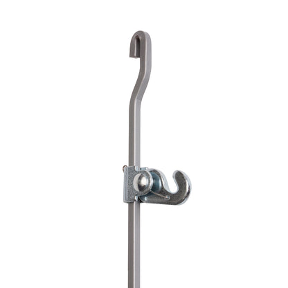 Belastbaar tot 40 kg: j-rail max stang + haak, beschikbaar in lengtes tot 200 cm.