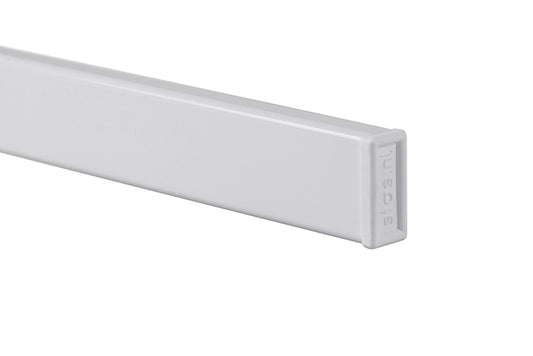 STAS cliprail pro 200 cm, verkrijgbaar in wit of aluminium voor diverse interieurstijlen.