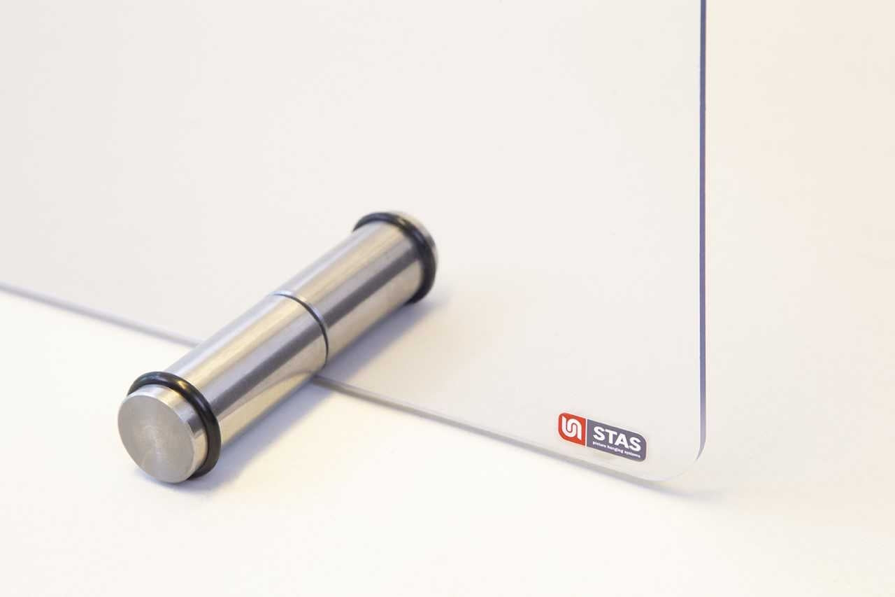 STAS RVS voetjes voor plexiglas scherm (set van 2 stuks) voor een stevige bevestiging in uw railsysteem.