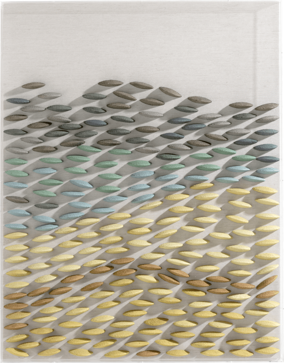 Stones Schilderij, een uniek 3D kunstwerk van 70x90 cm, perfect te combineren met STAS ophangsystemen.