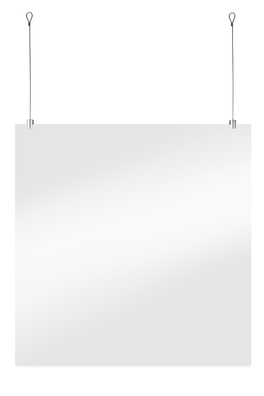 Ophangset voor systeemplafond, met signage klemmen en inbussleutels, perfect voor een flexibele presentatie.