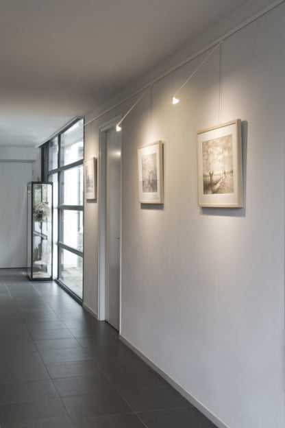 STAS multirail 200 cm, biedt flexibele ophangmogelijkheden voor kunst en verlichting.