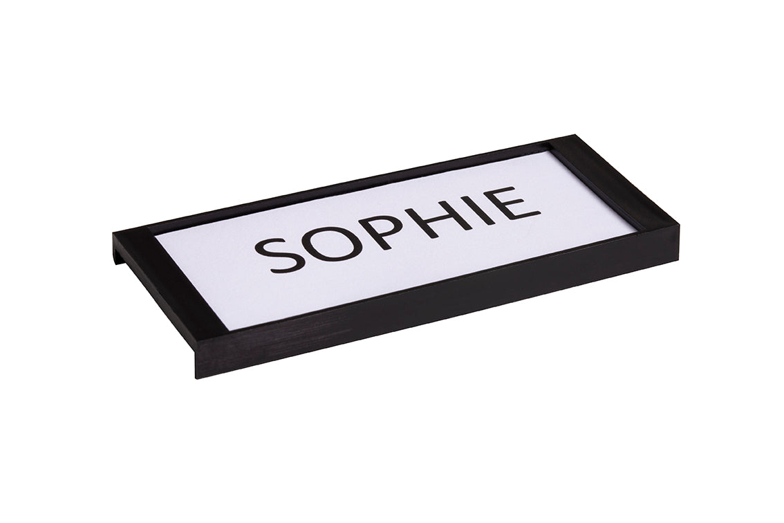 STAS name tag voor de papergrip, zwart kunststof met standaard afmetingen.