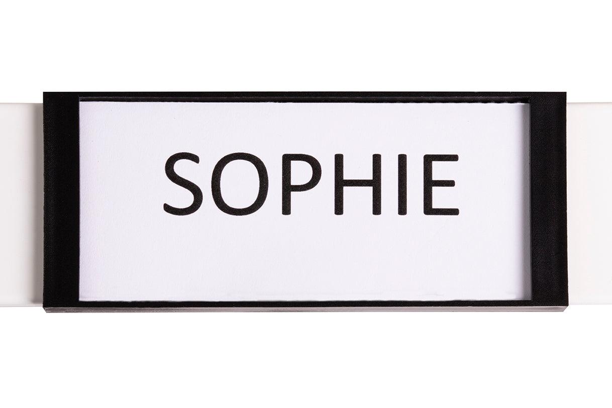 STAS name tag voor de papergrip, houdt werkjes van kinderen georganiseerd.