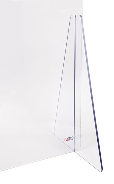 STAS plexiglas scherm - staand, met uitsparing is eenvoudig te verplaatsen en perfect voor flexplekken op kantoor.