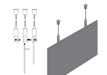 STAS ophangset met paneelhanger (6mm) met safety lock voor veilige bevestiging van uw panelen.