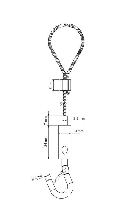 STAS ophangset met 1,5 mm staalkabel, verstelbaar en belastbaar tot 25 kg voor veelzijdig gebruik.