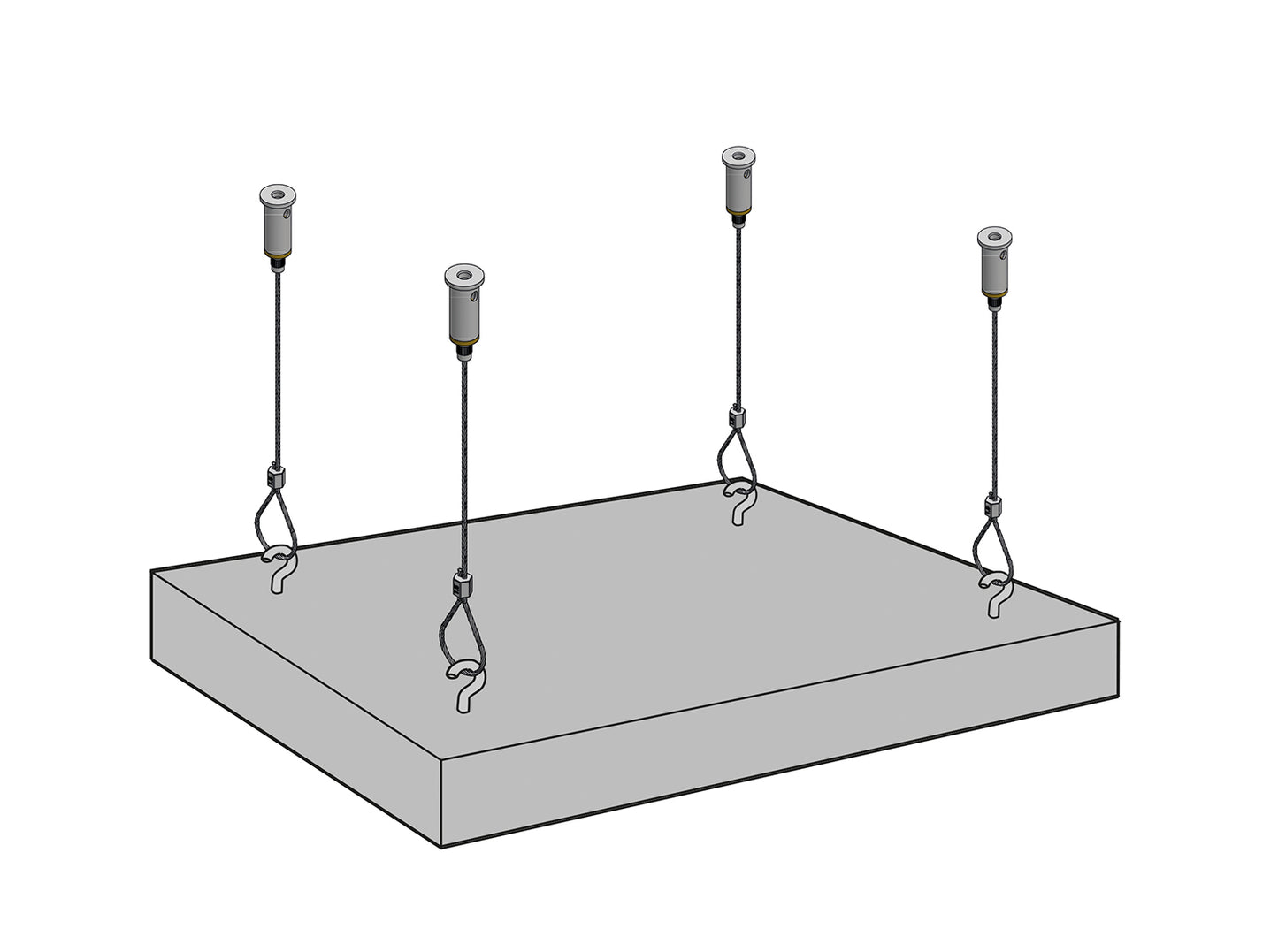 STAS ophangset met lus en verstelbare plafondbevestiging, de perfecte keuze voor gewichtige objecten tot 25 kg.