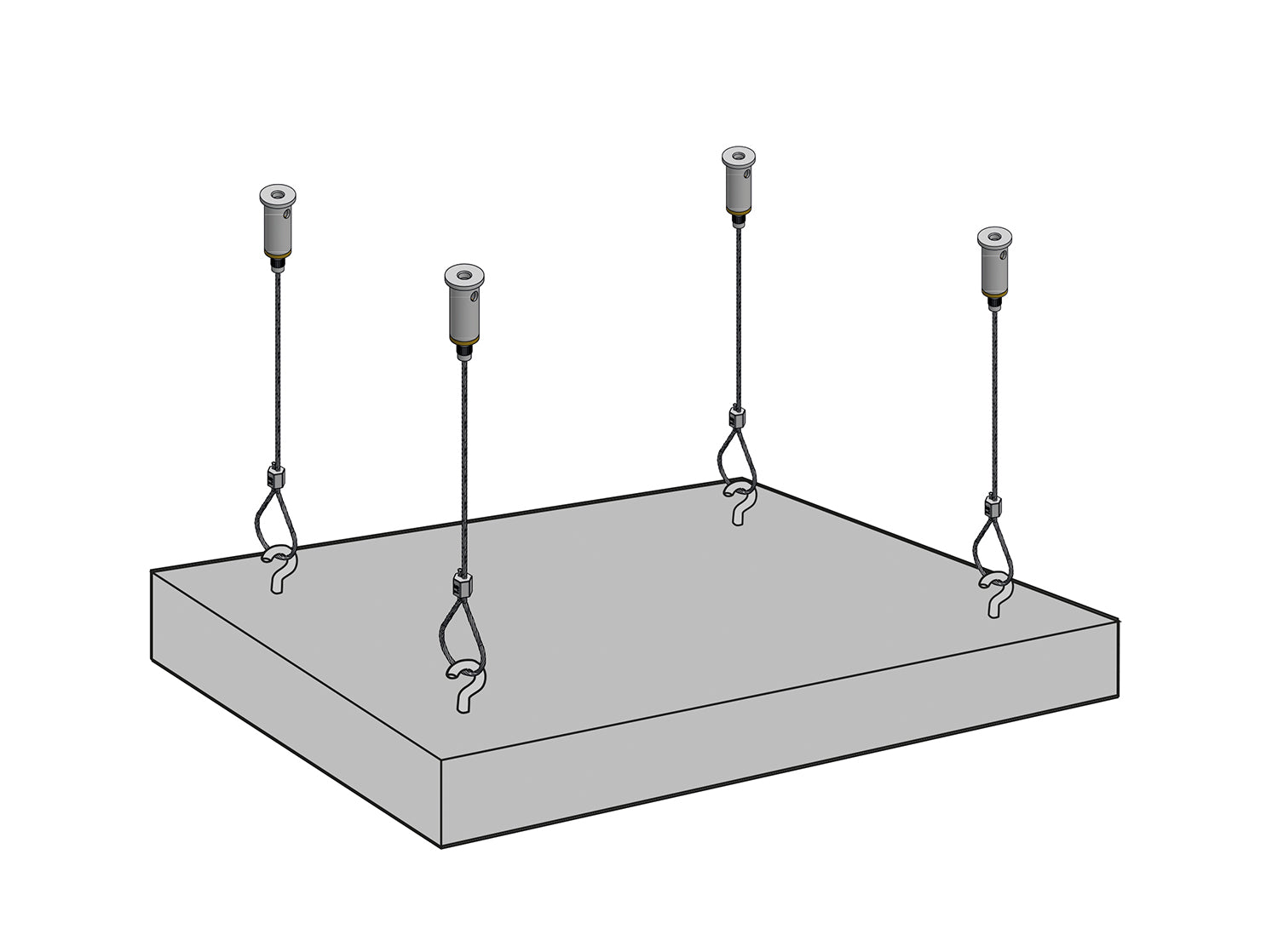STAS ophangset met lus en verstelbare plafondbevestiging, de perfecte keuze voor gewichtige objecten tot 25 kg.