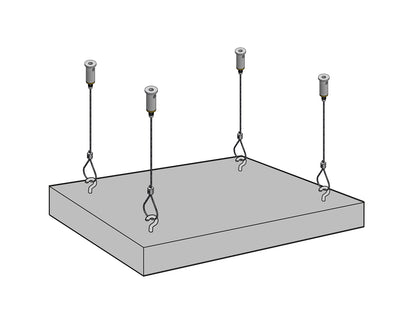 STAS ophangset met lus en verstelbare plafondbevestiging, de perfecte keuze voor gewichtige objecten tot 25 kg.