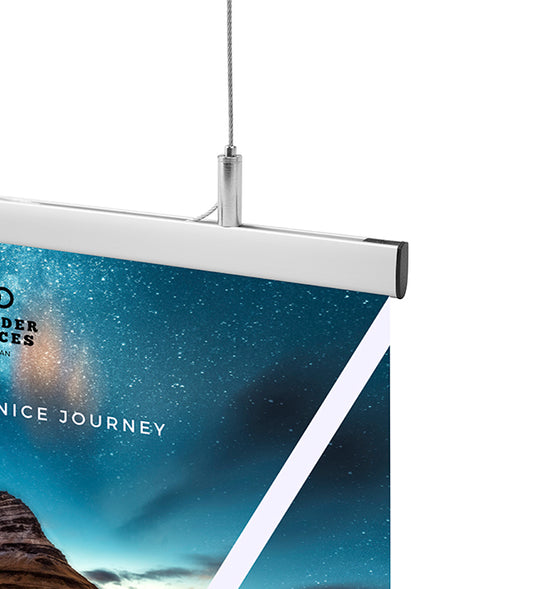 STAS signtrack set: makkelijk posters ophangen met een schuifmechanisme voor een nette presentatie.