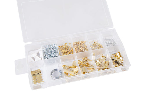STAS schilderij ophanghaken assorti box met 180-delige set voor het ophangen van schilderijen in diverse formaten.