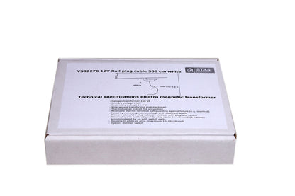 STAS kabel 300 cm wit met aangegoten stekker, perfect voor het aansluiten van verlichting.